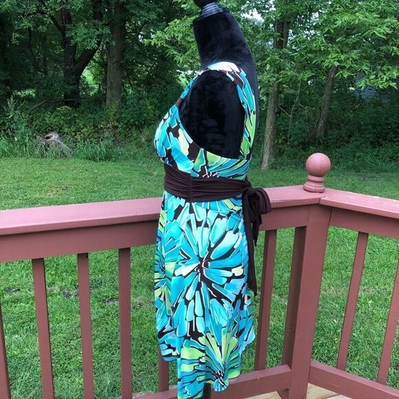 Speechless Floral Blue Summer Sleeveless Tank Midi Dress, Small - Picture 4 of 8